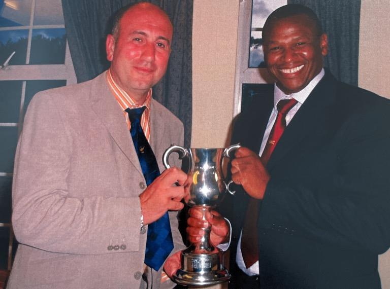 CGS V ACGS - Victorious CGS Captain receiving the cup from ACGA Captain Tony Morris 