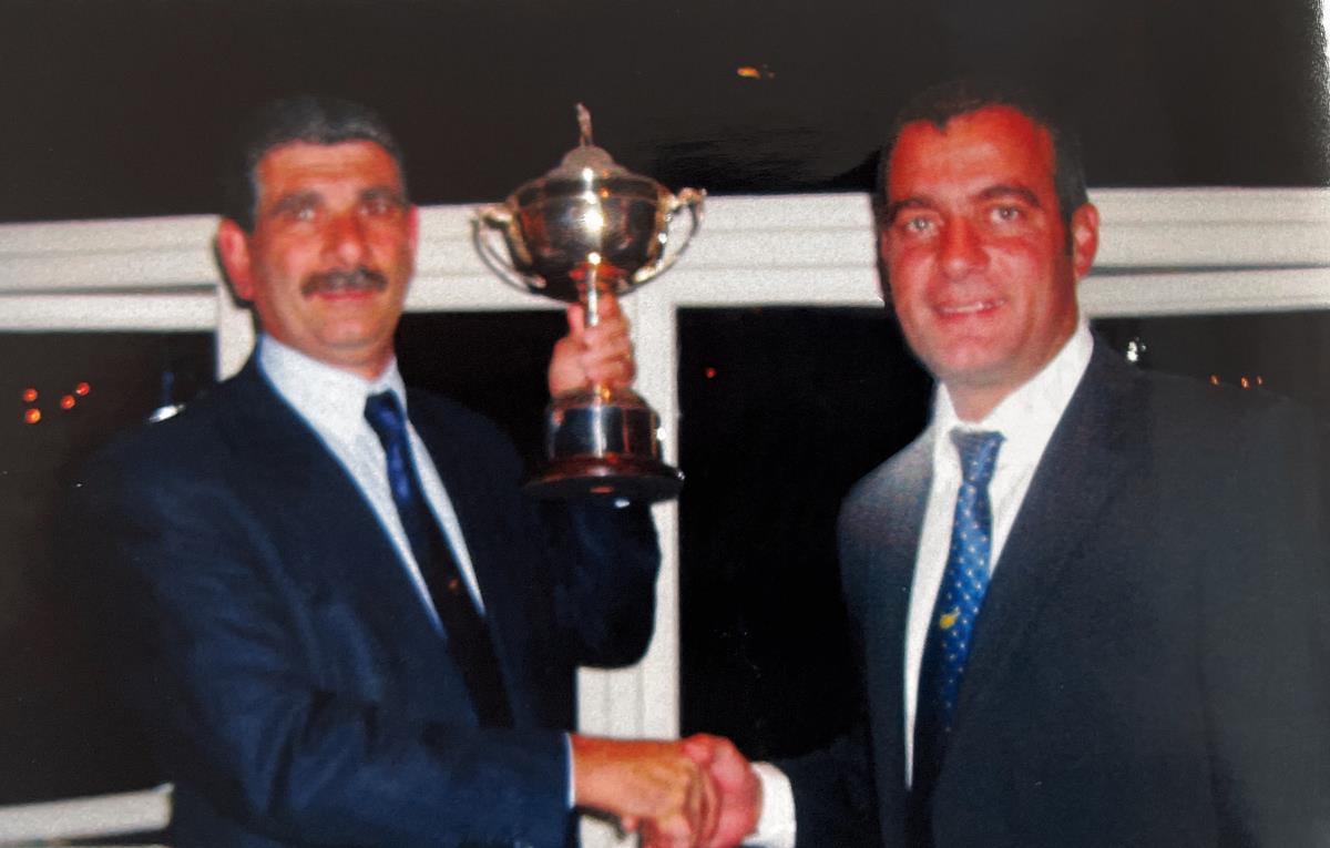 CGS V MGCFGS, proud CGS Captain Savva receiving Trophy from MGCFGS Captain Chris Lipery