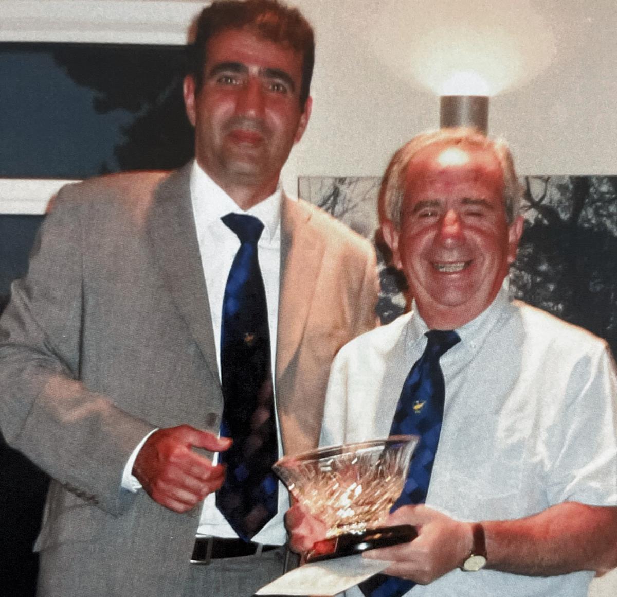 Committee & Past Captains - The Captain with Winner Peter Sandamas